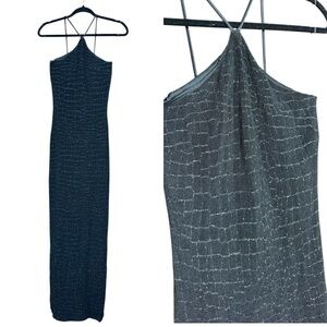 Vtg Cache Reptile Print Halter Dress